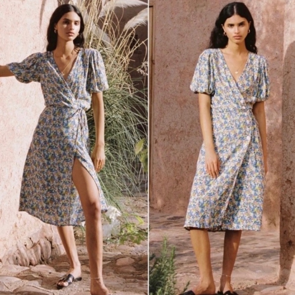 Faithfull the Brand Marta floral dress wrap button